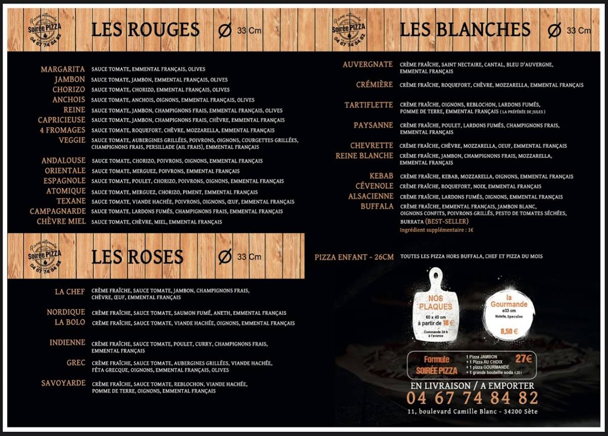 Menu de Soirée Pizza