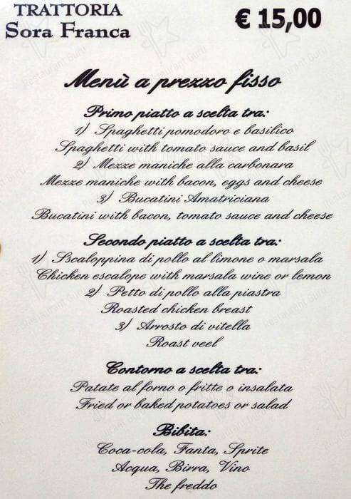 Menu di Sora Franca 