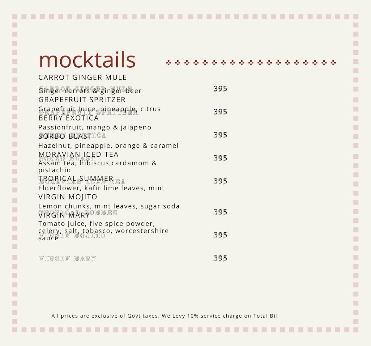 Sorbo menu