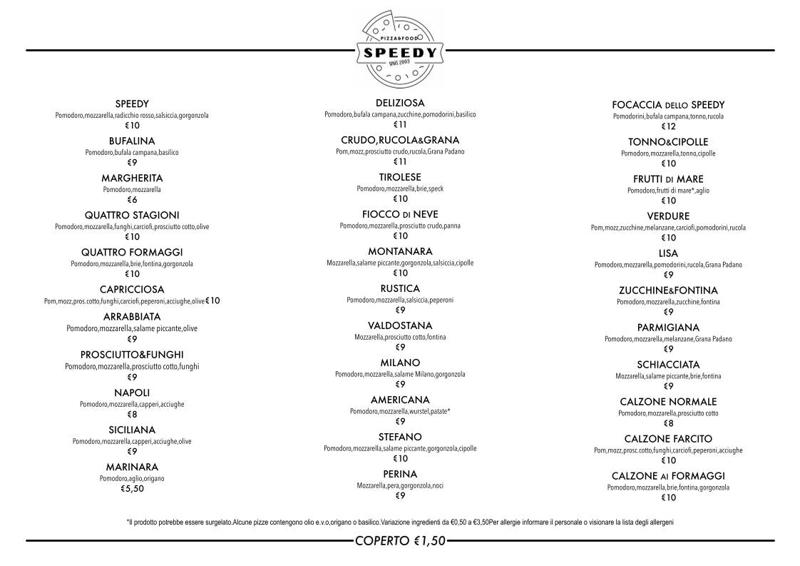 Menu di Speedy Pizza&Food 