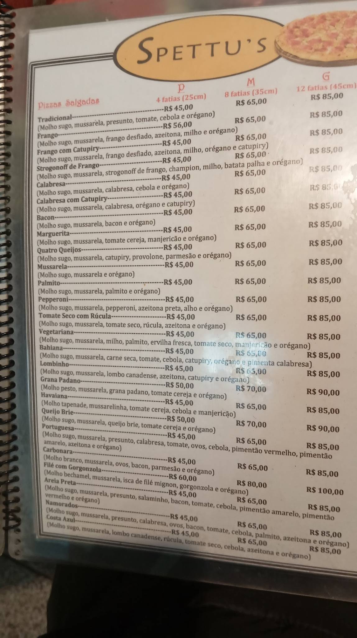Spettu's Express cardápio