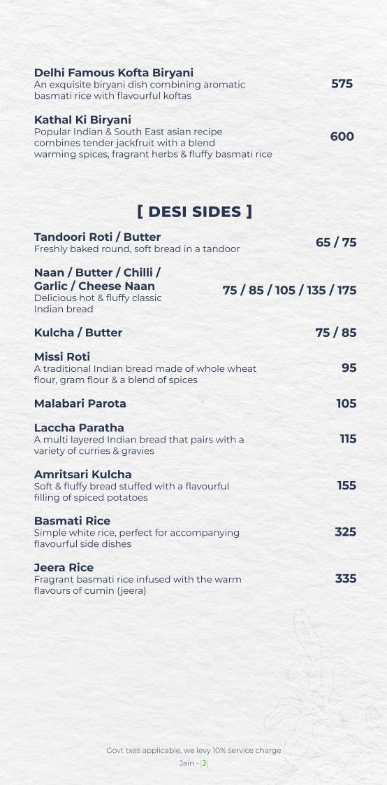 Spice Laundry menu