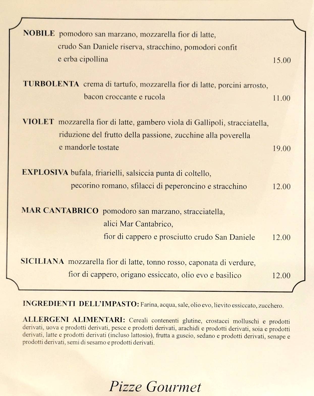 Menu di Spisso Pizza Chef 