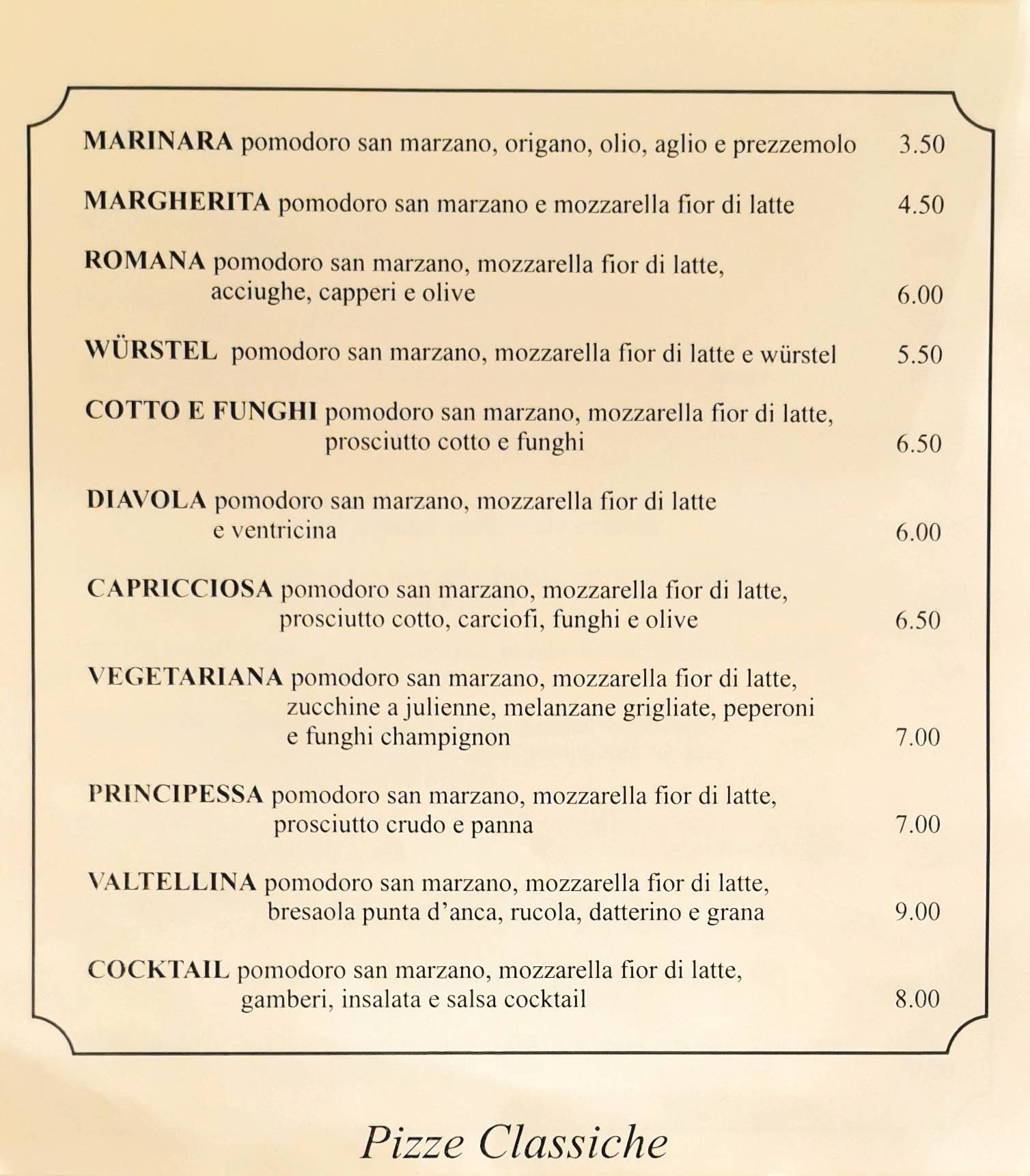Menu di Spisso Pizza Chef 