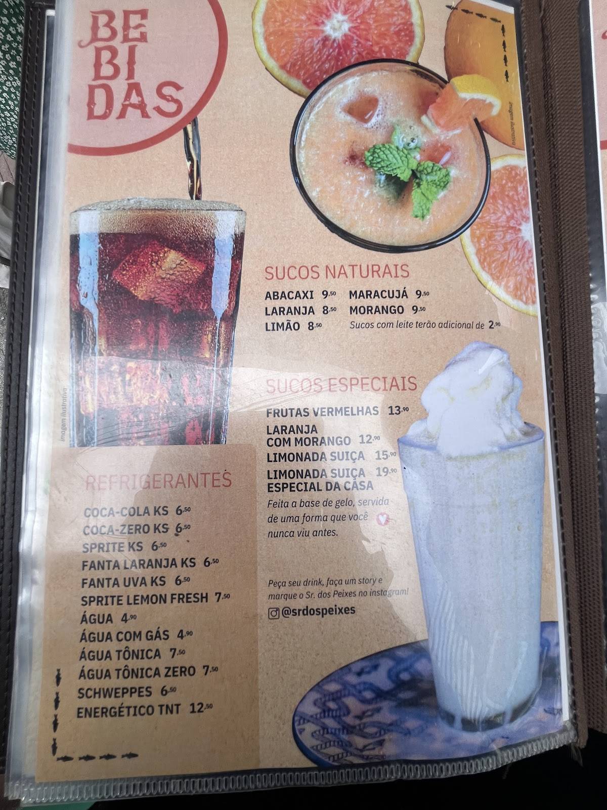 Sr. dos Peixes cardápio