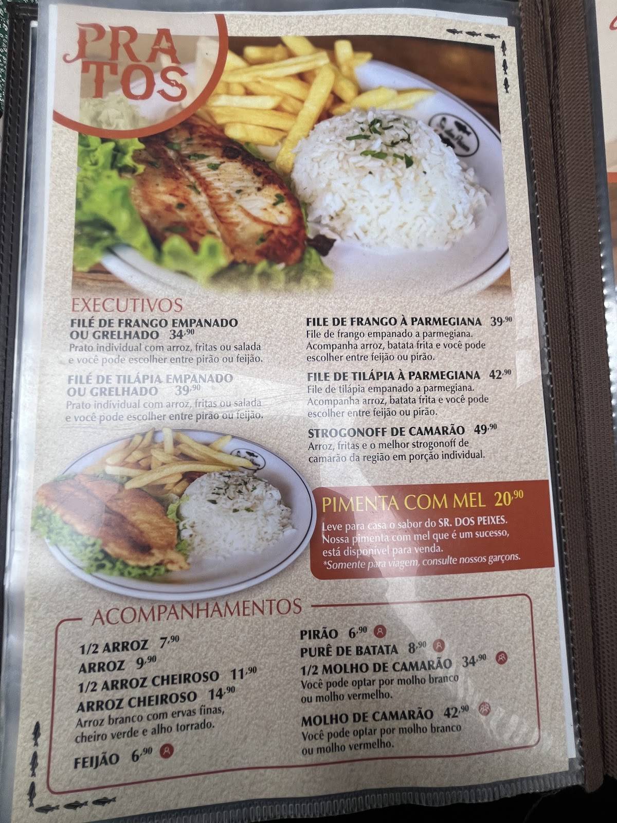 Sr. dos Peixes cardápio