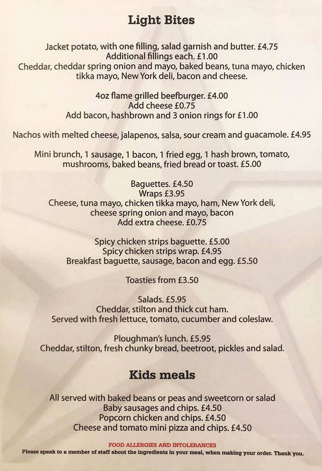 Menu At Star Inn Pub Bar Wotton Under Edge