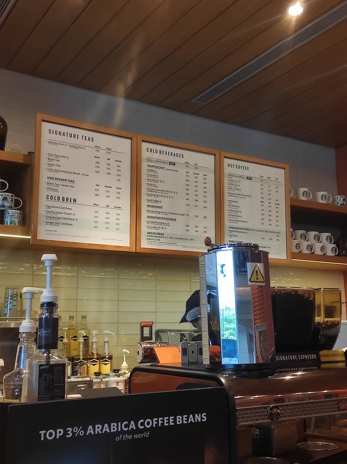 Starbucks menu