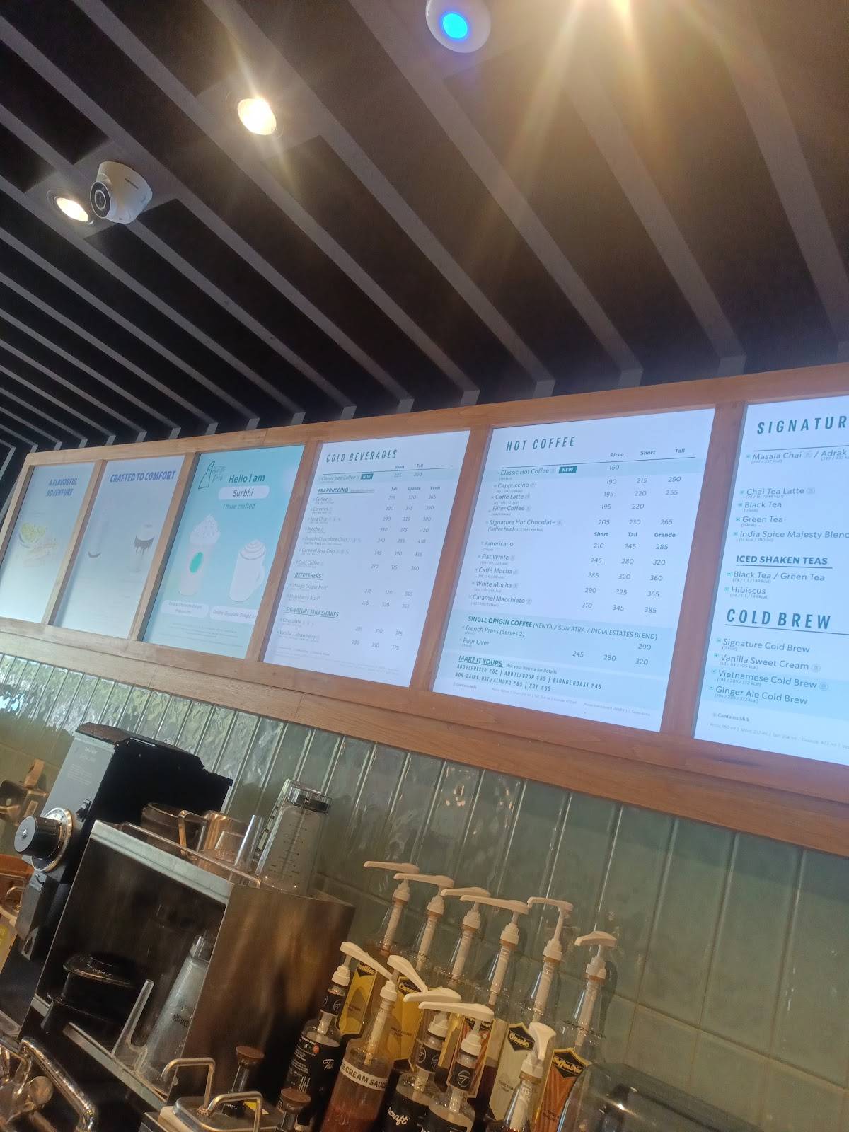 Starbucks menu