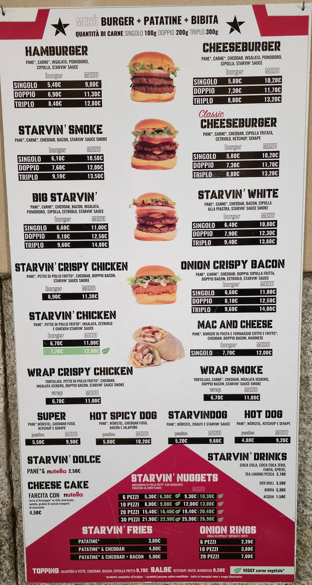 Menu di Starvin' Burger 