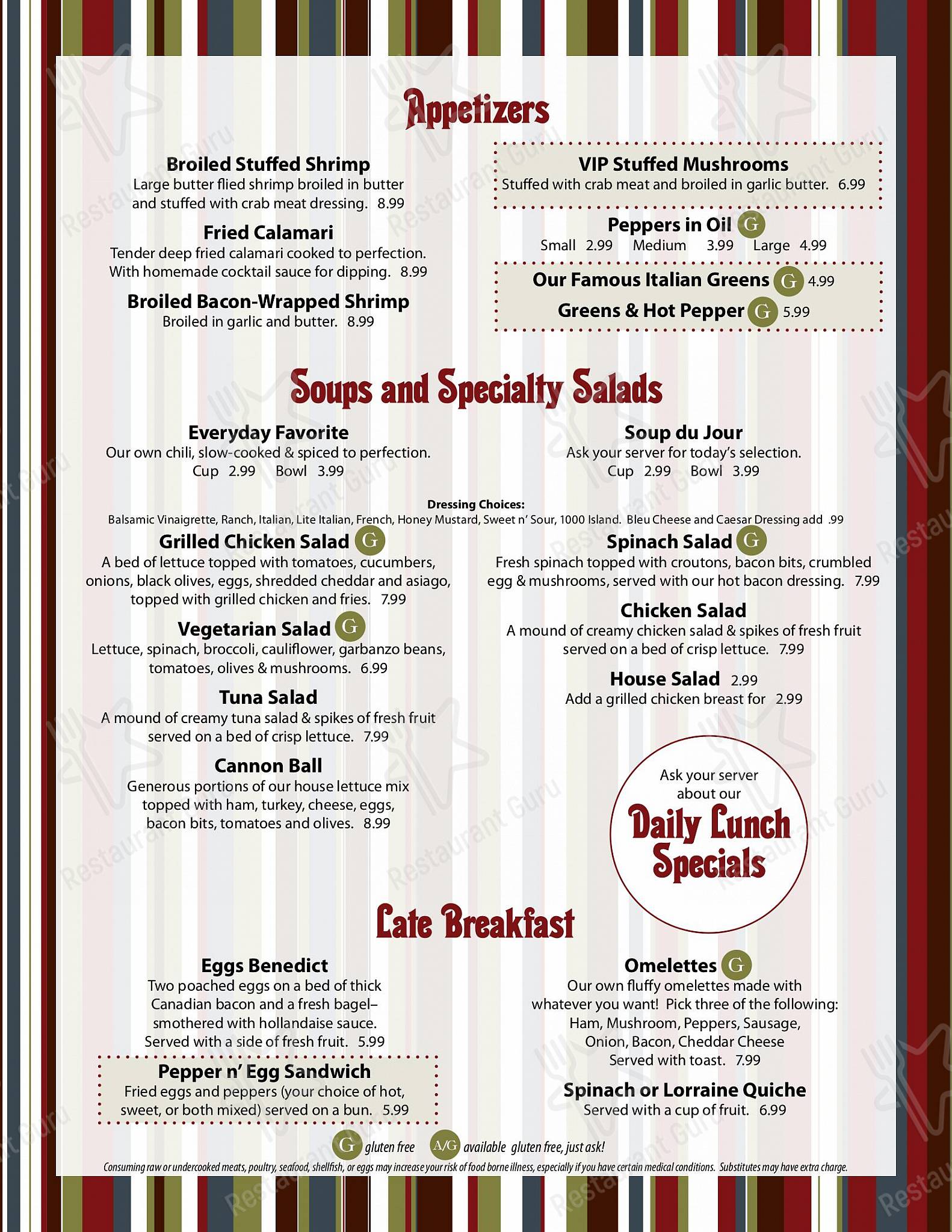 Menu at Station Square restaurant, Youngstown, Belmont Ave