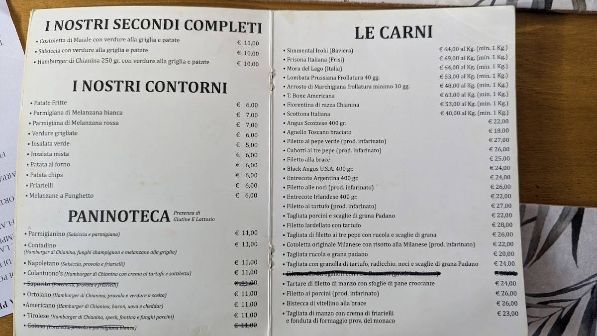 Menu di Steak House Colantuono's Steak and Grill - Napoli - Steak House Vomero 