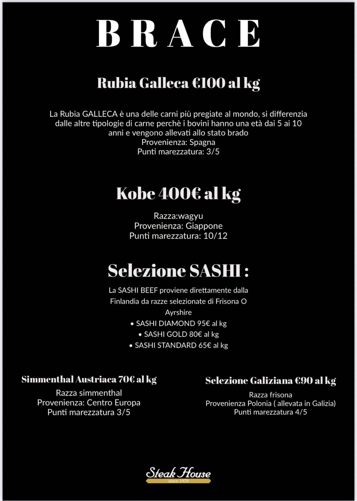Menu di Steak House 