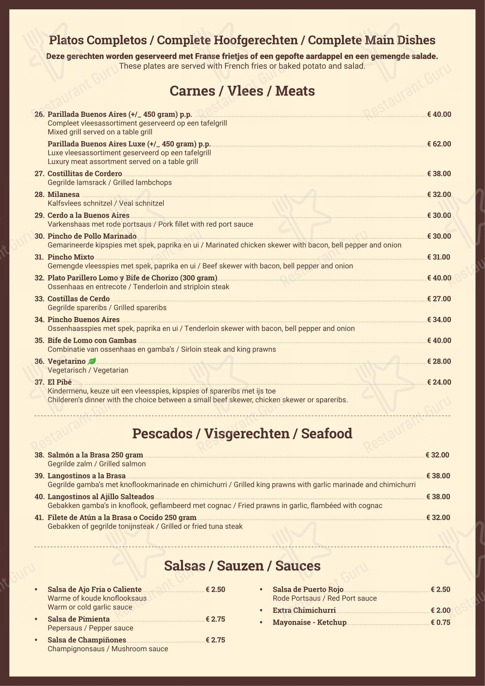 Menu bar pour Steakhouse Buenos Aires dans Delft