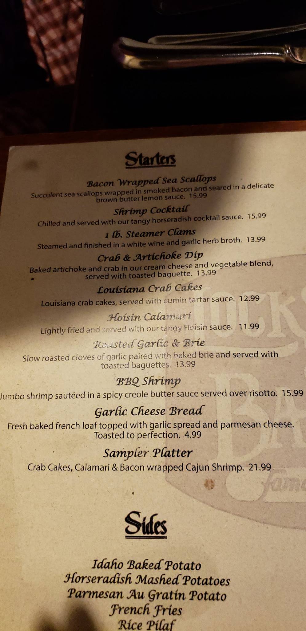 Menu at Lock Stock & Barrel, Boise