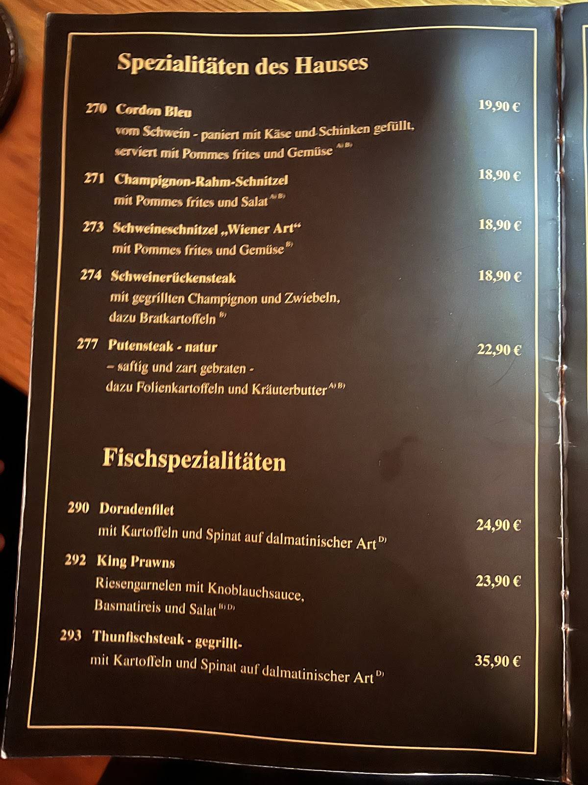 Menu de Restaurant Butcha Sindorf