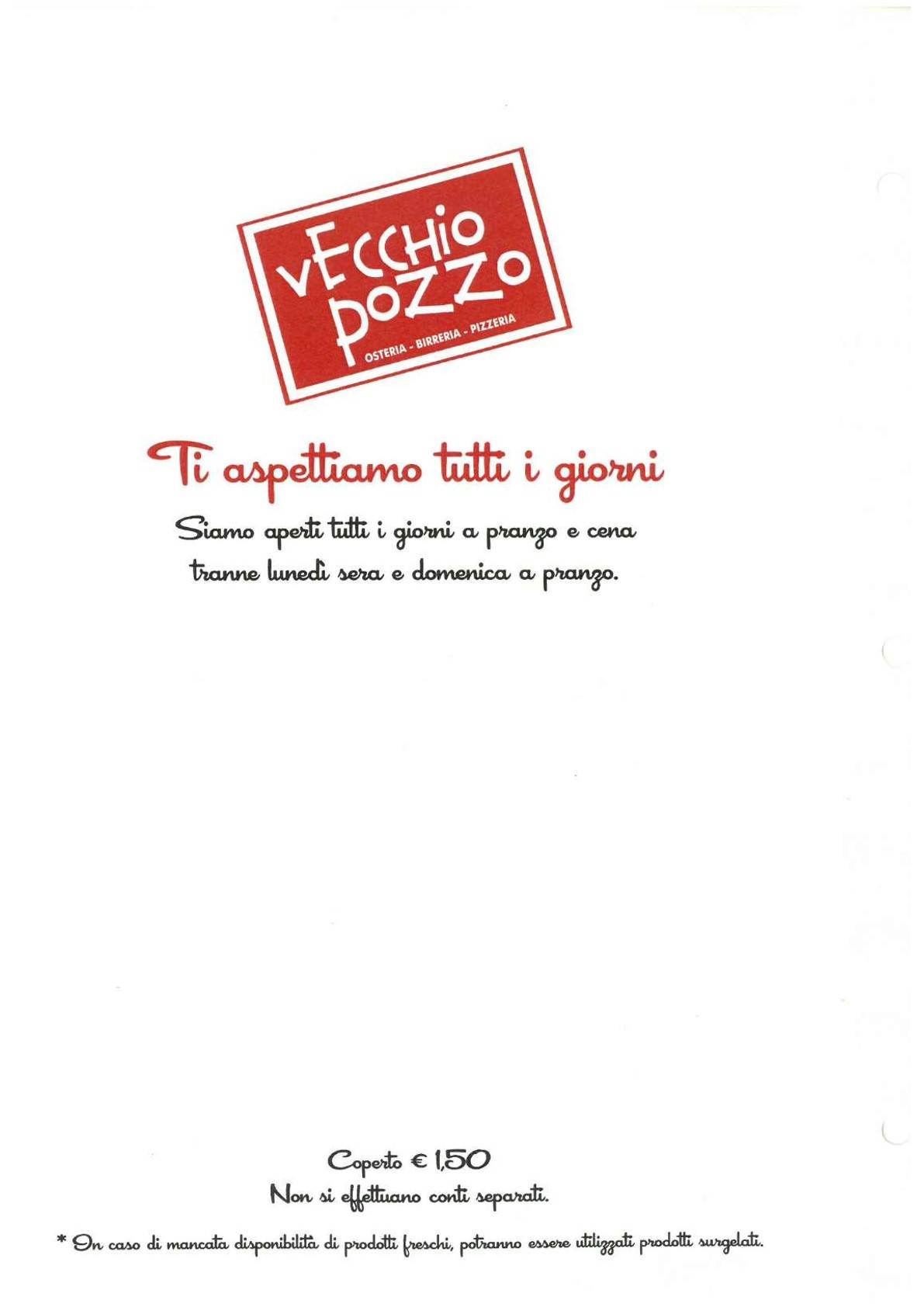 Menu di Vecchio Pozzo 