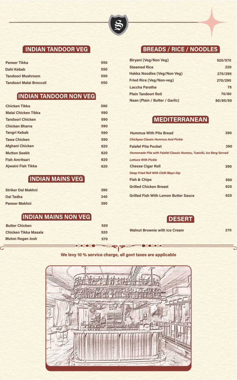Striker 29 menu