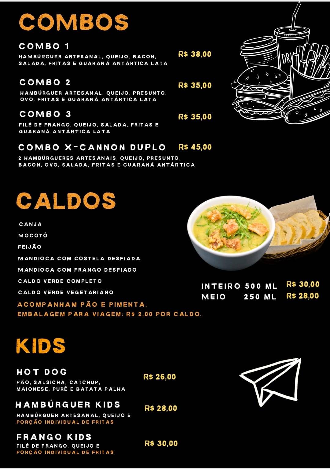 Cannon Prime Auto Lanches cardápio