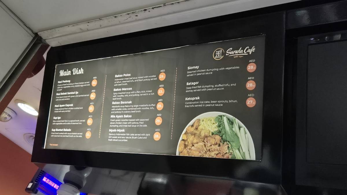 Menu at Sunda Cafe, Dubai