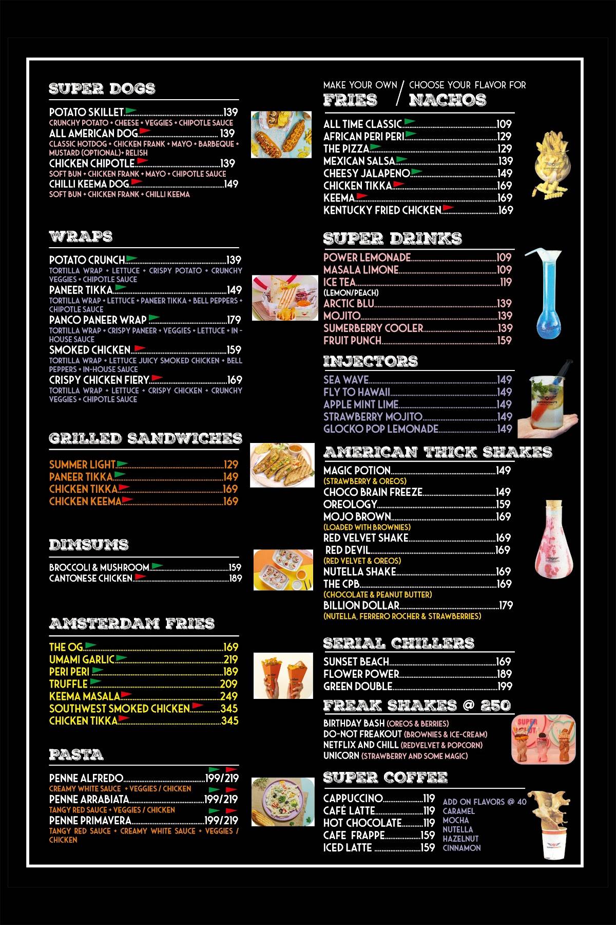 Super Donuts menu