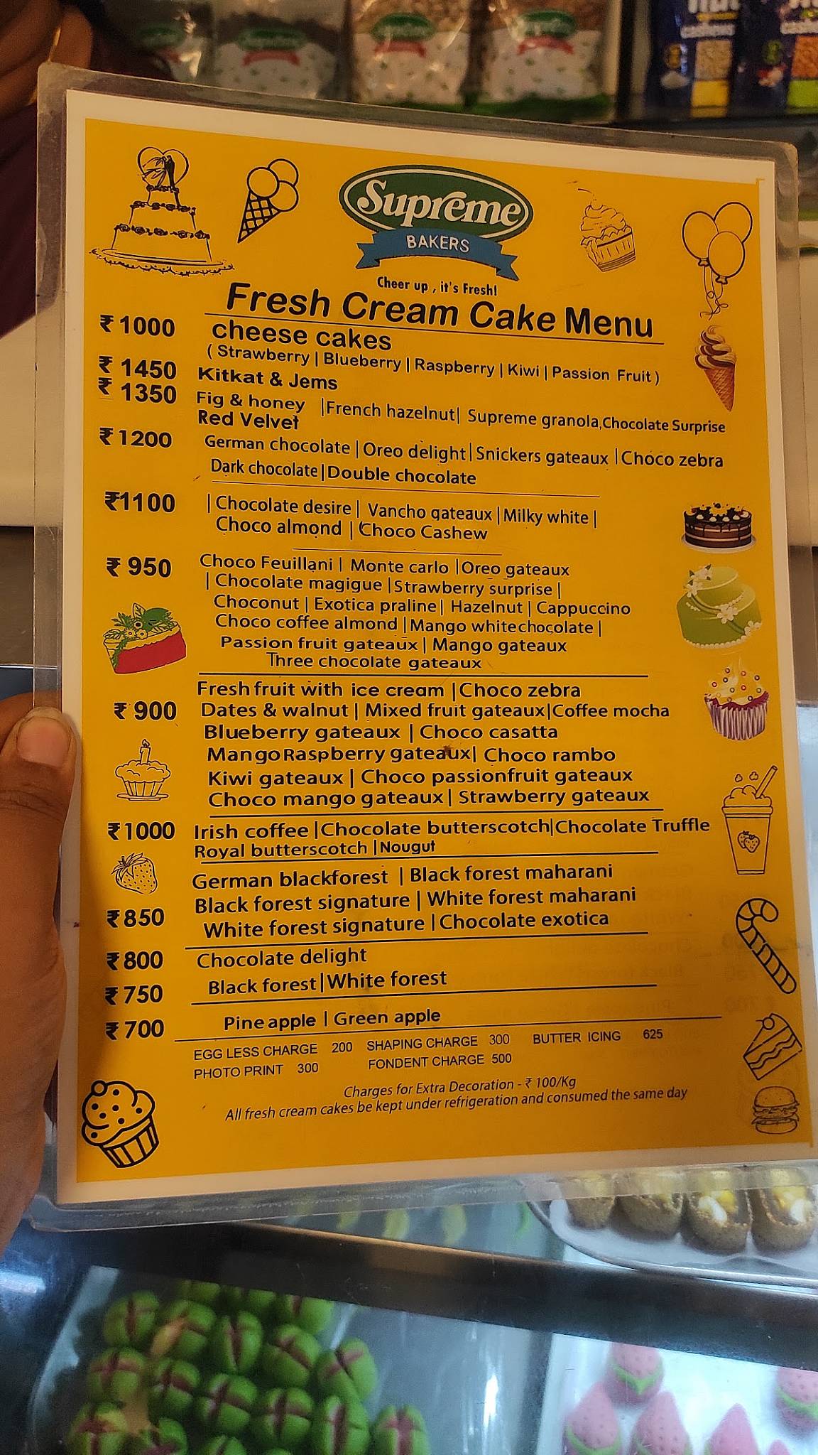 Supreme Bakers menu