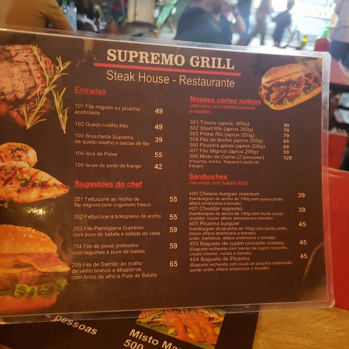 Supremo Grill Hamgurger cardápio