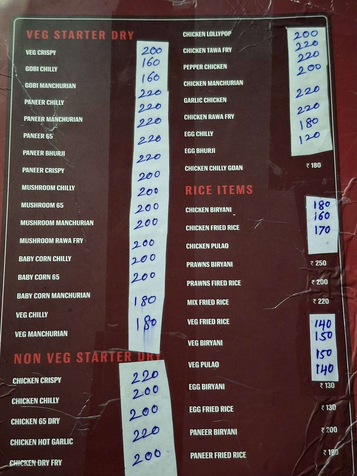 Surya Multicuisine Family Restaurant & Bar menu