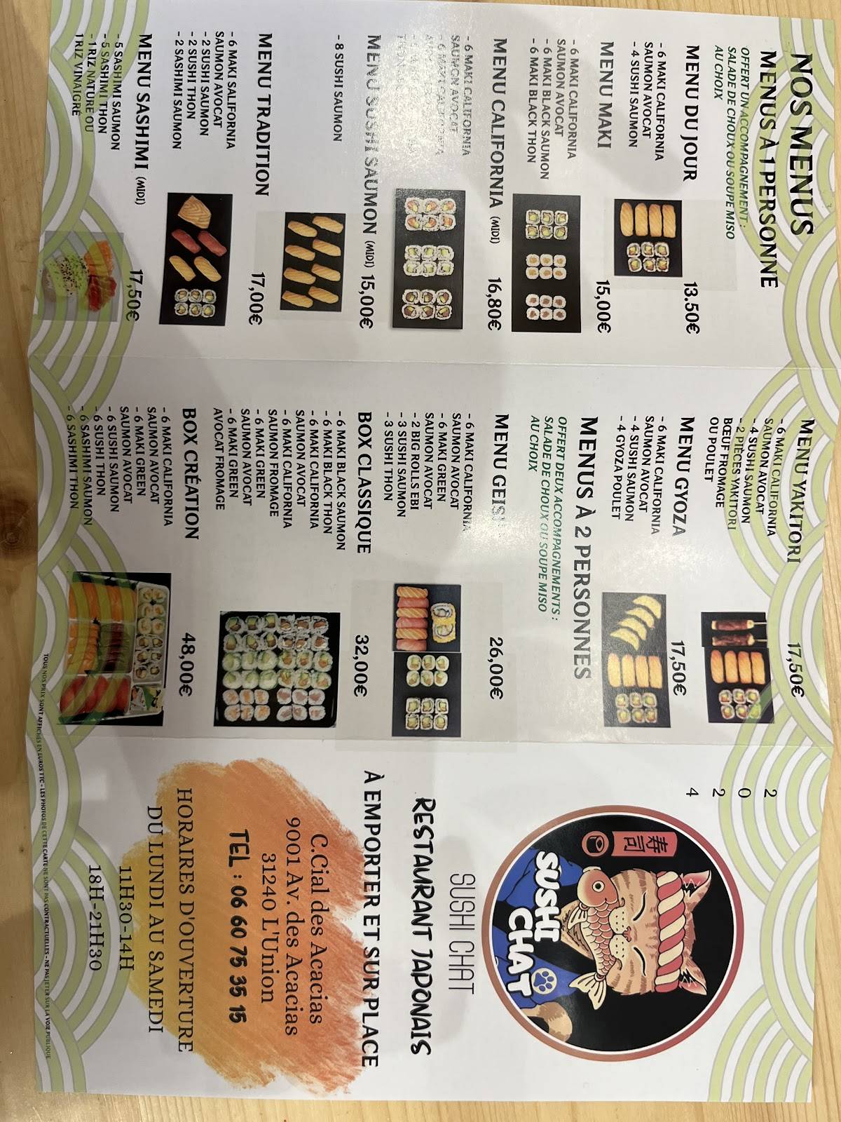 Menu de Sushi Chat
