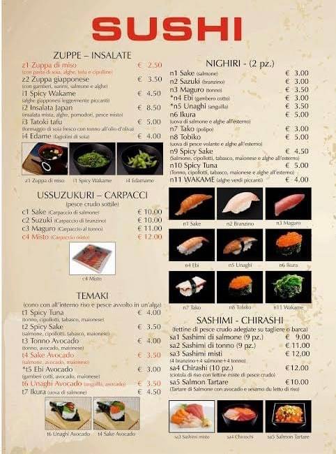 Menu di Sushi Sekai 