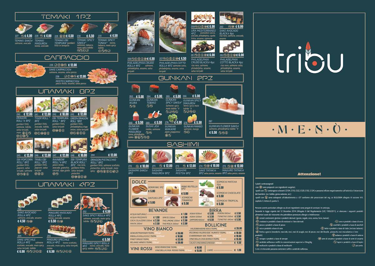 Menu di Sushi Tribu 
