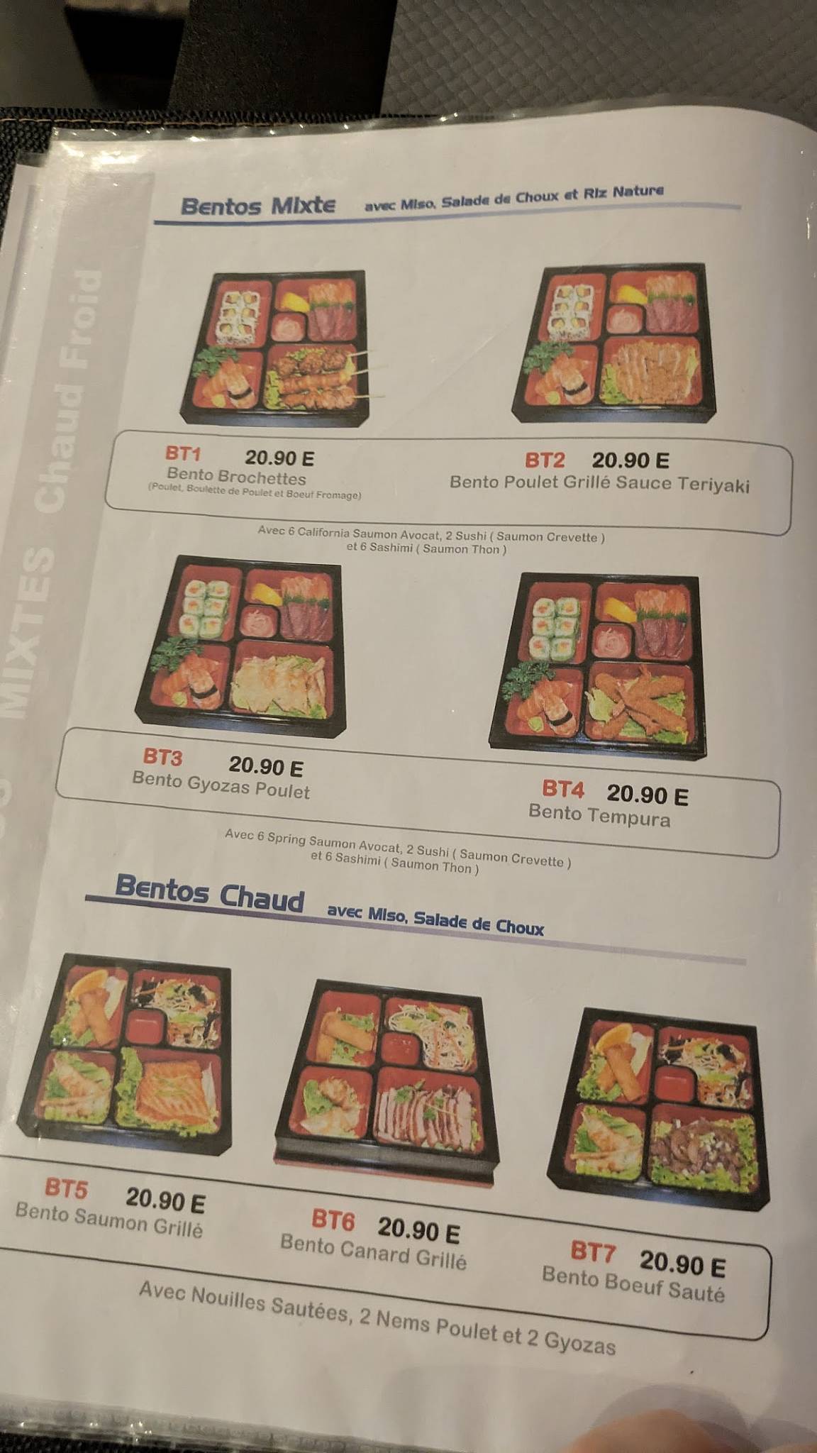 Menu de Sushia