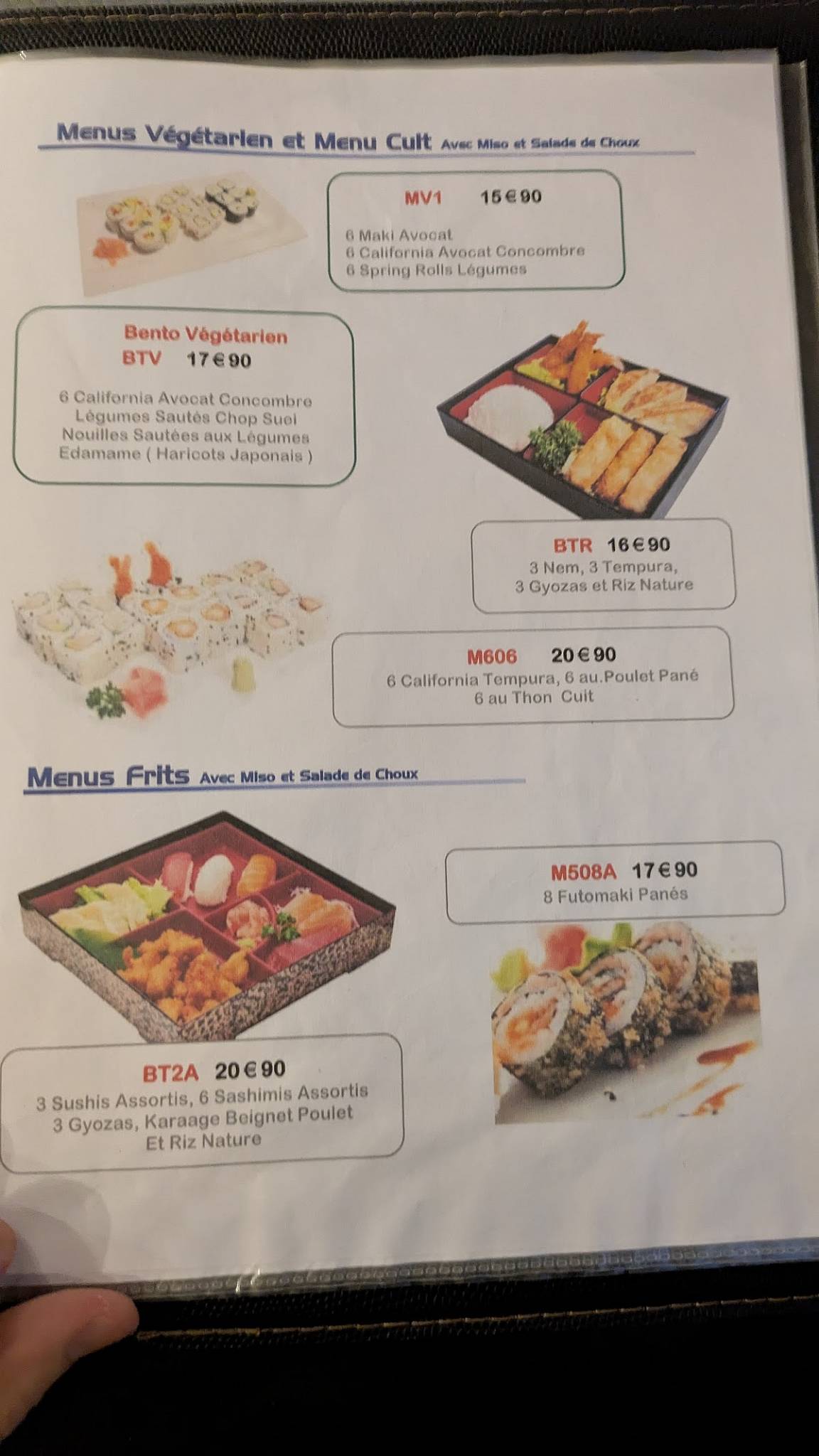 Menu de Sushia