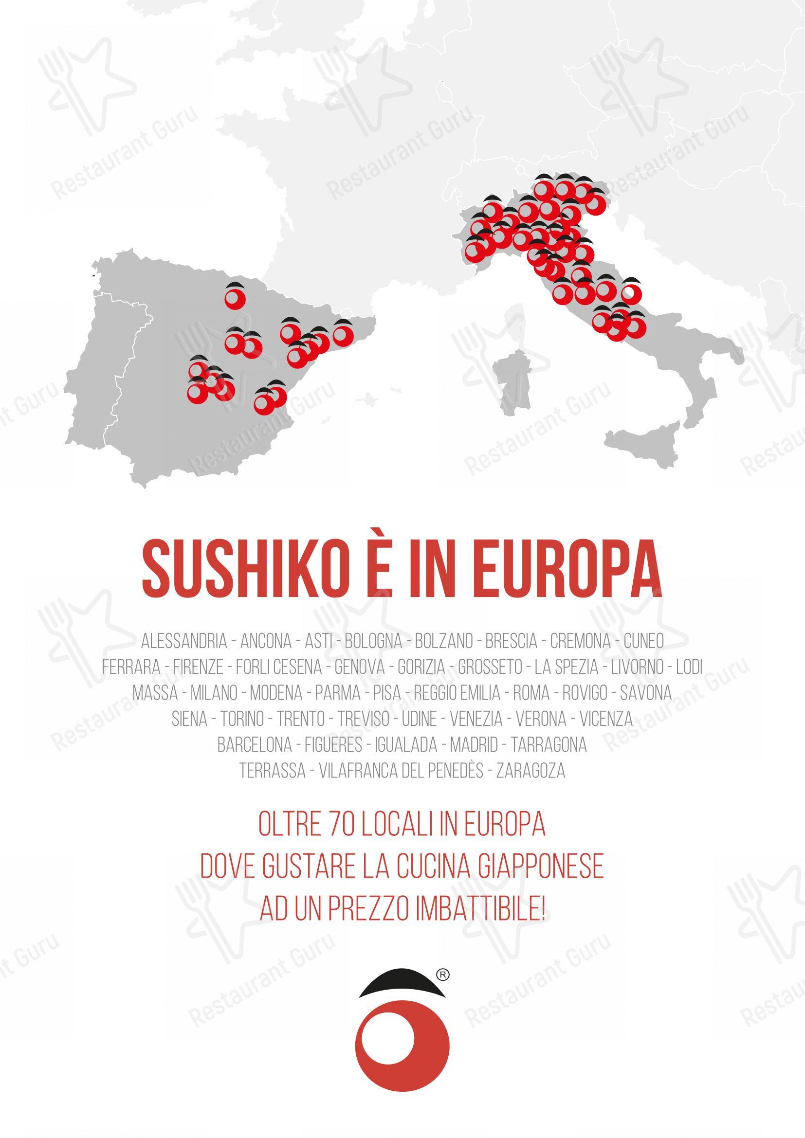 Menu bar per Sushiko Forlì ristorante