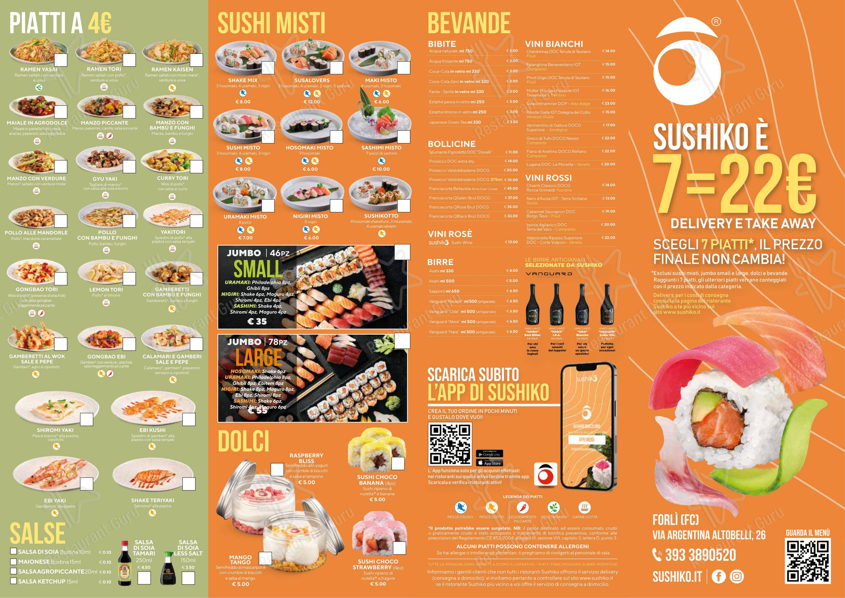 Sushiko Forlì in Forli - 菜单