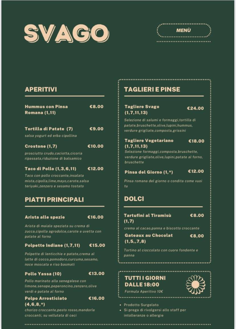 Menu di Svago 