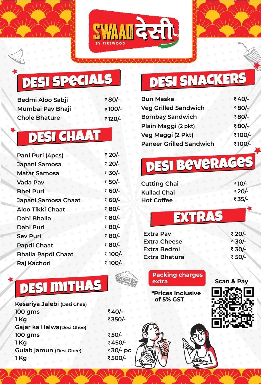 Swaad Desi by Firewood (Chaat & Chai Co.) menu
