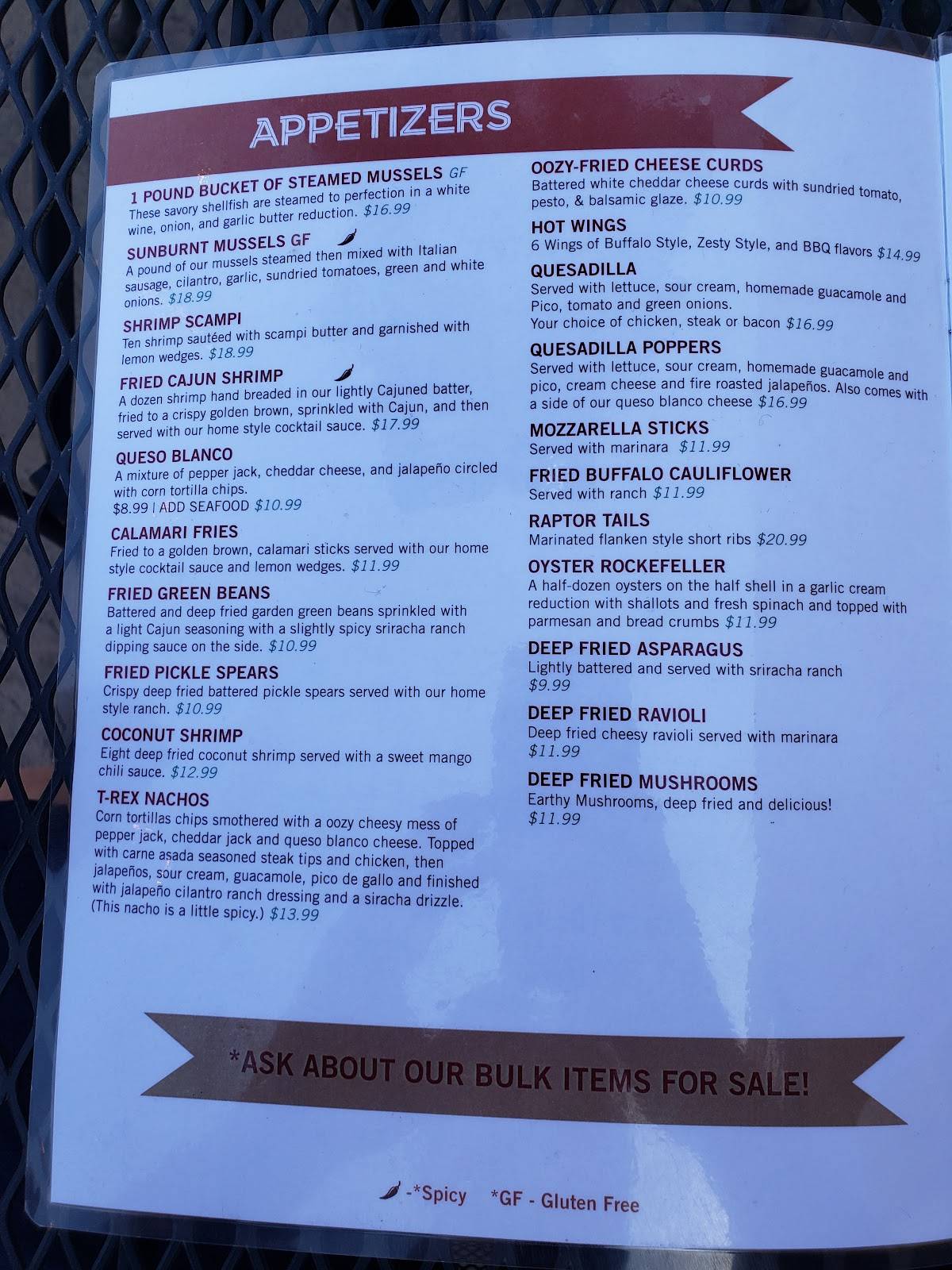 Menu at Swain Brothers steakhouse, Vernal