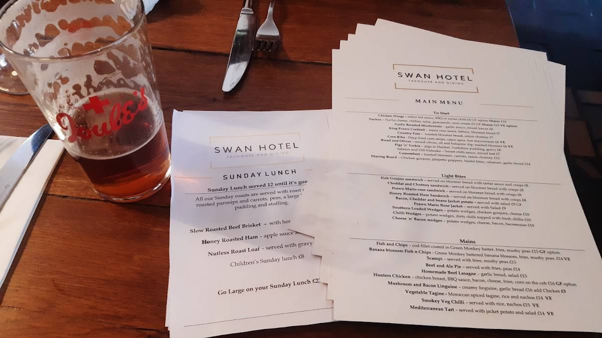 Menu at Swan Hotel Forton restaurant, Newport, Eccleshall Road