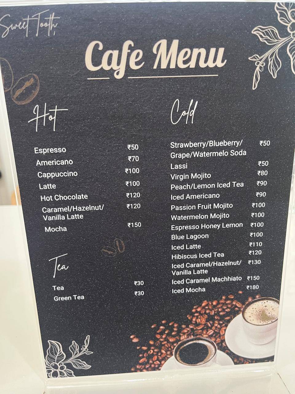 Sweet Tooth - Bakery and Cafe menu