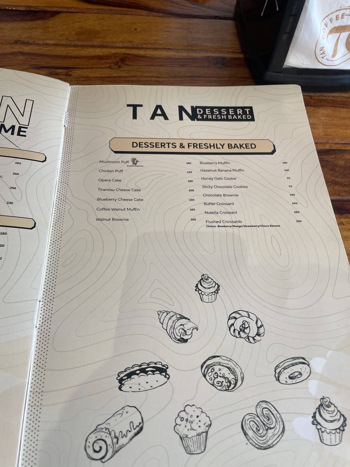 TAN COFFEE menu
