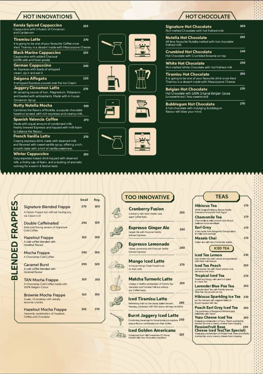 TAN COFFEE menu