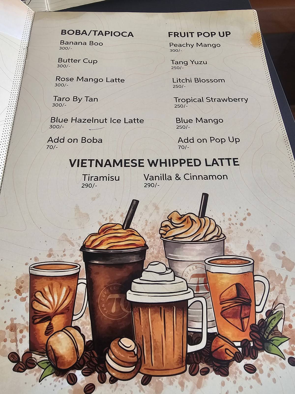TAN COFFEE menu