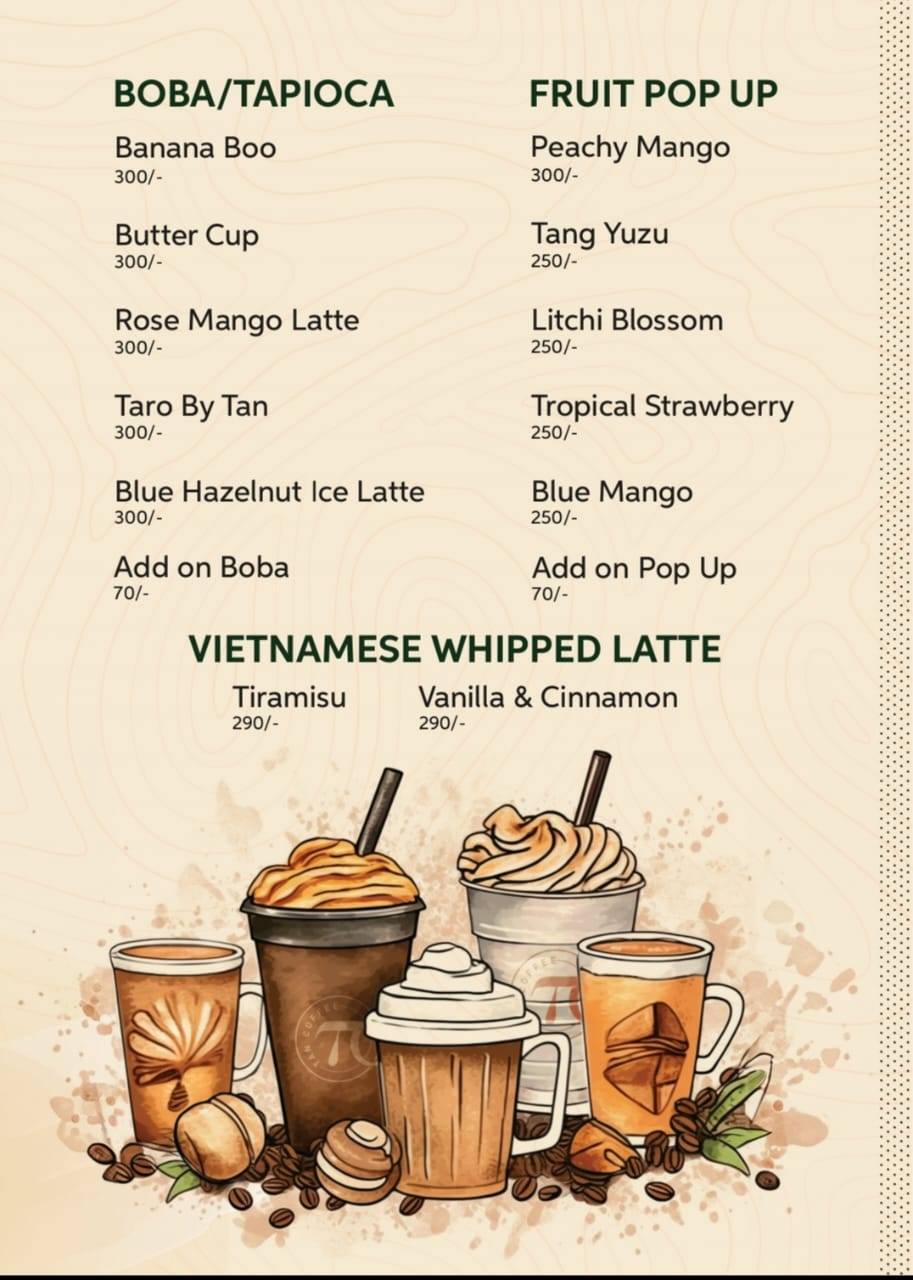 TAN COFFEE menu