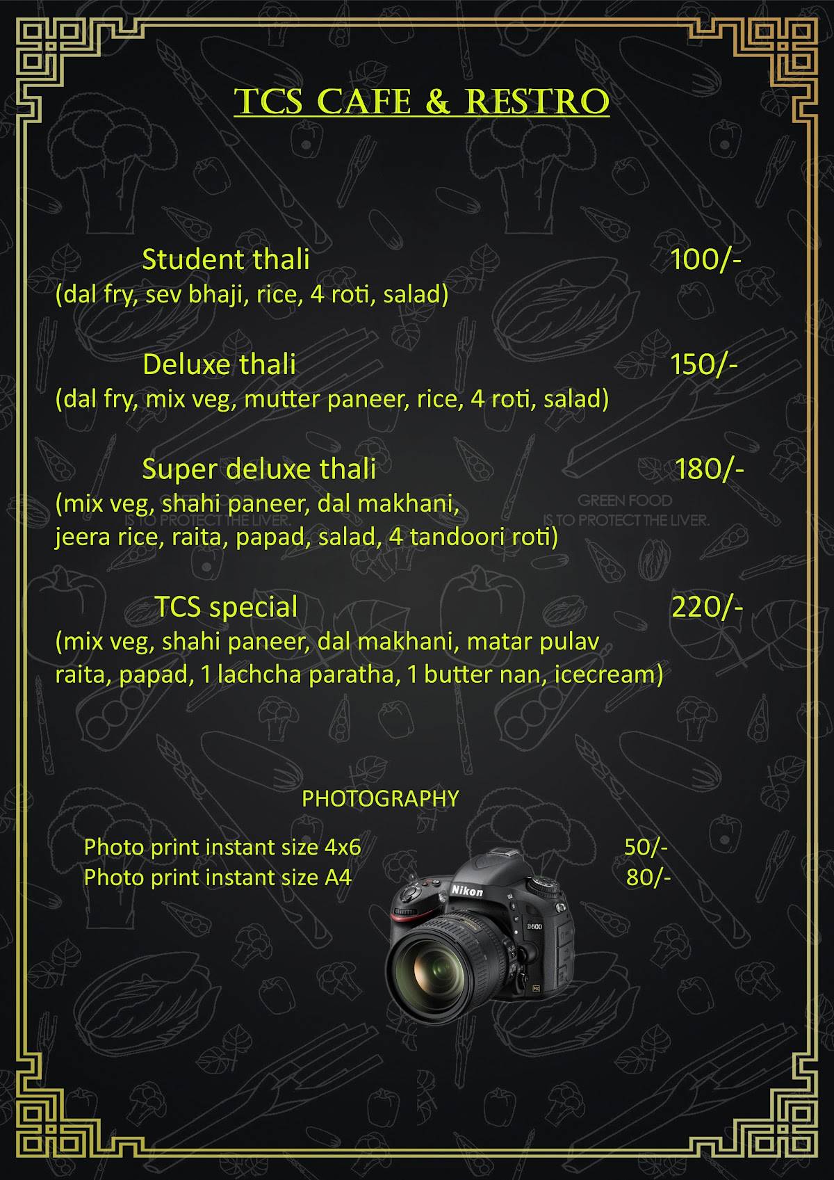 TCS Cafe & restro menu