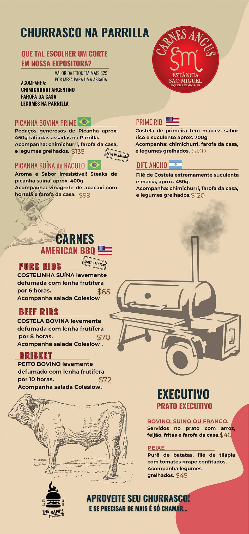 THE RAFA'S STEAKHOUSE cardápio