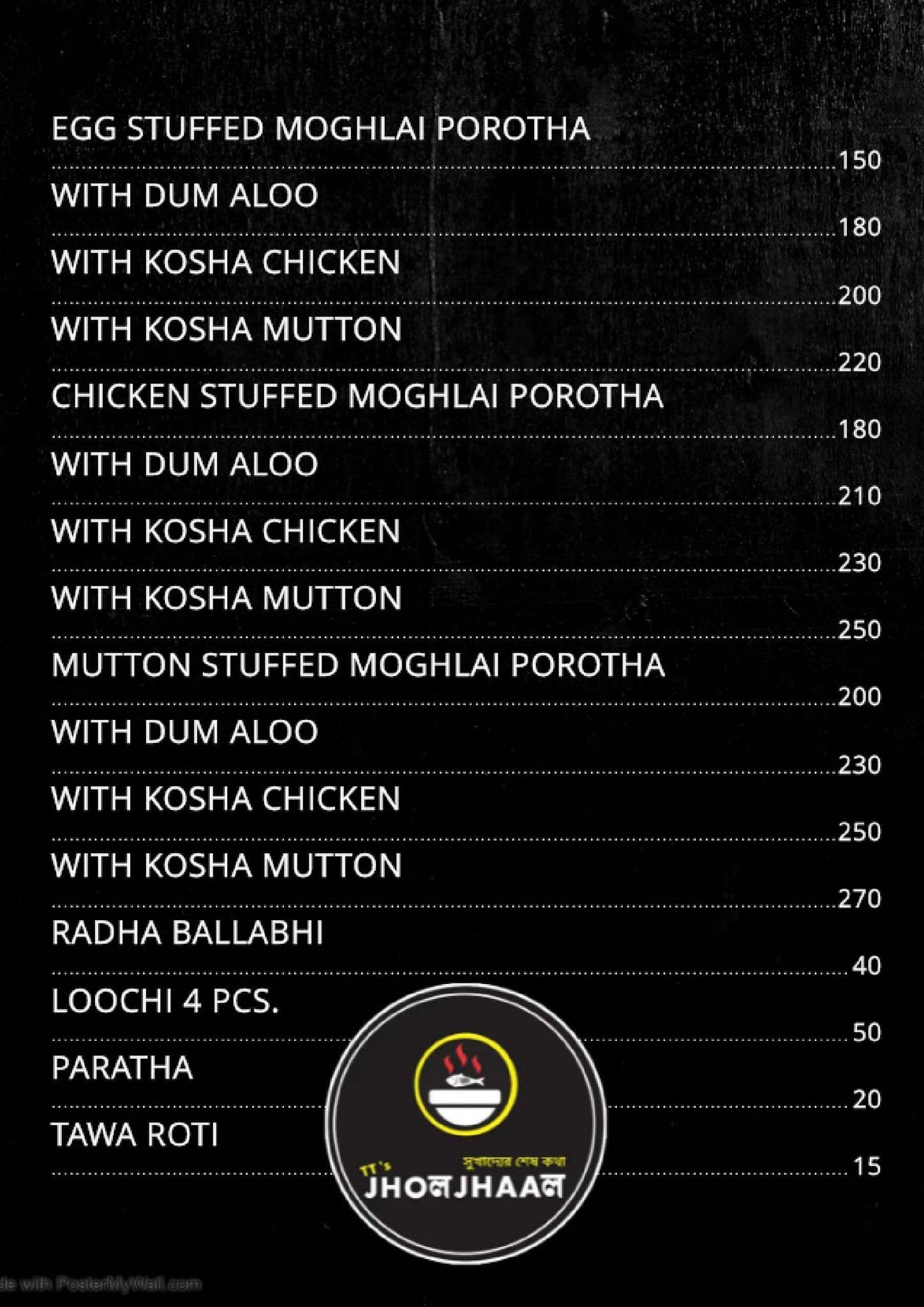 TT's Jhol-Jhaal menu