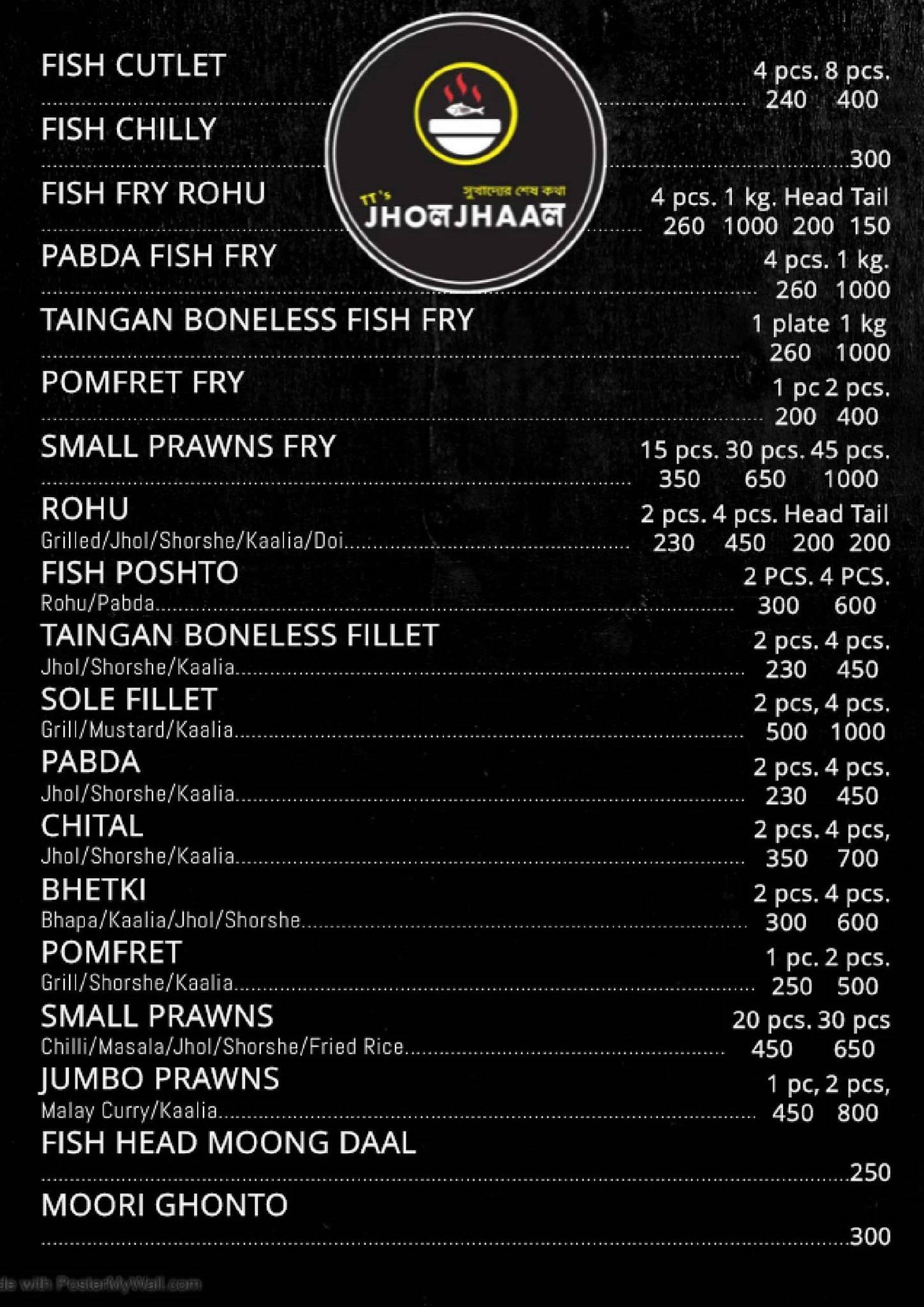 TT's Jhol-Jhaal menu