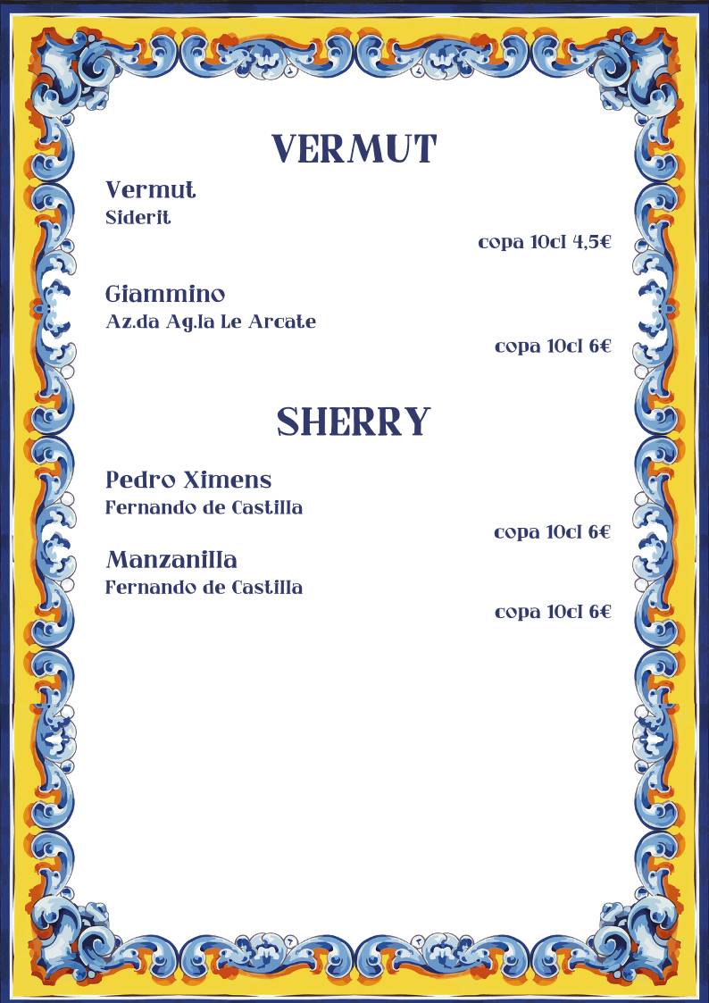 Menu di Taberna Española 