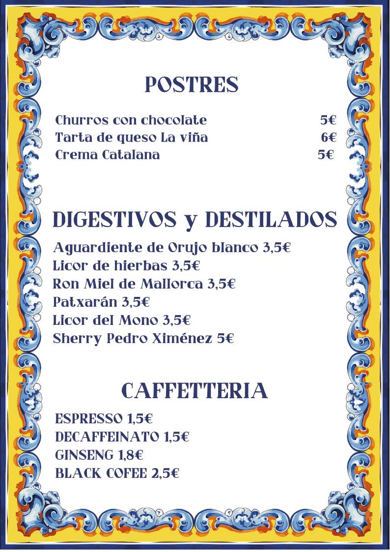 Menu di Taberna Española 